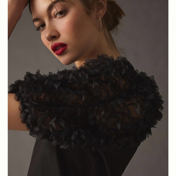 NWT Anthropologie Black Ruffle-Sleeve Top by Flat White Size XS - Picture 3 of 11